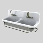Colored ceramic washbasin with double tank with suspended base Danny Viadurini