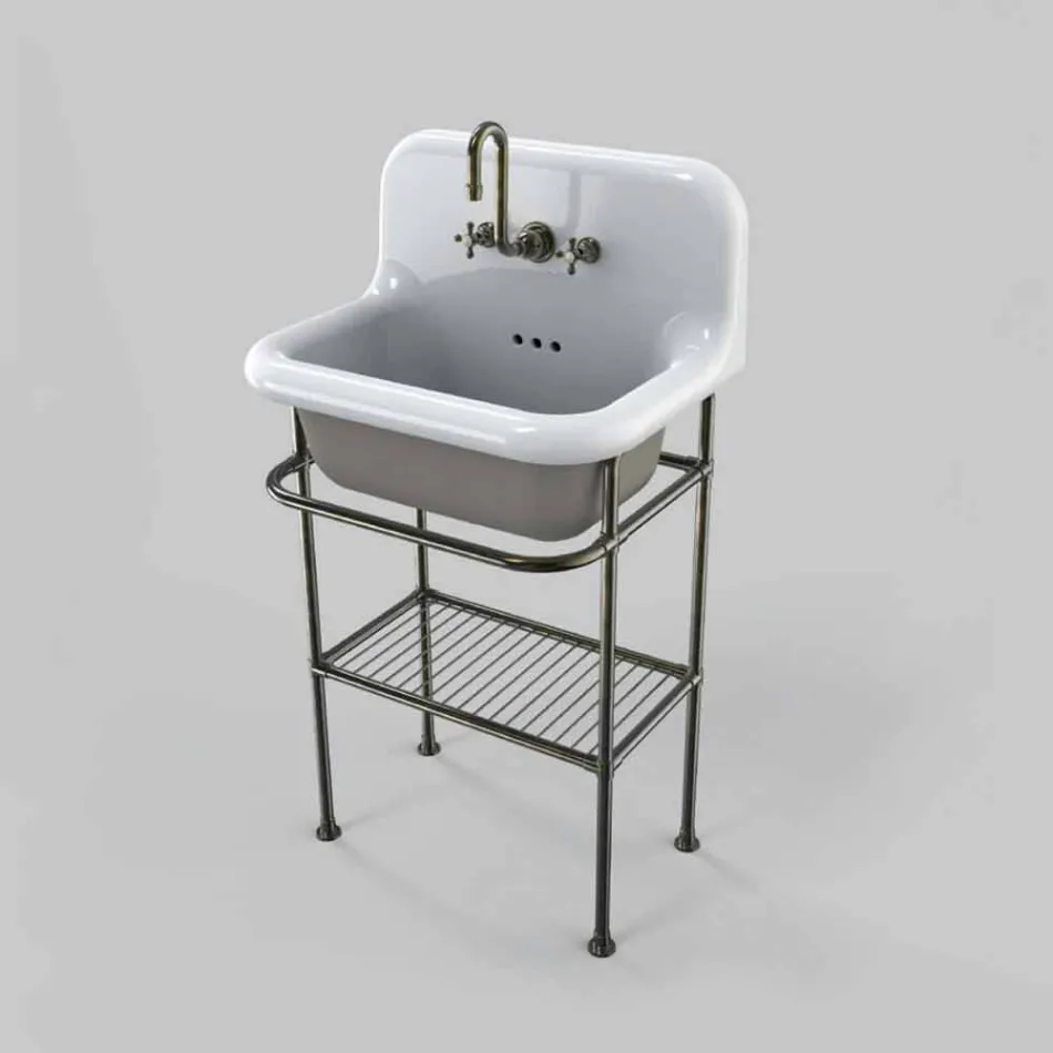 Wall-mounted ceramic washbasin with full grid structure Tom Viadurini