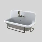 Rectangular ceramic washbasin with metal base suspended Felipe Viadurini
