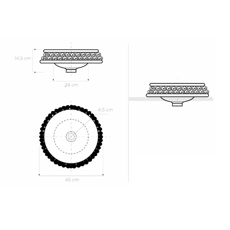 حوض غسيل من البورسلين مع بتلات مرسومة يدويًا - صنع في إيطاليا - أماروني Viadurini