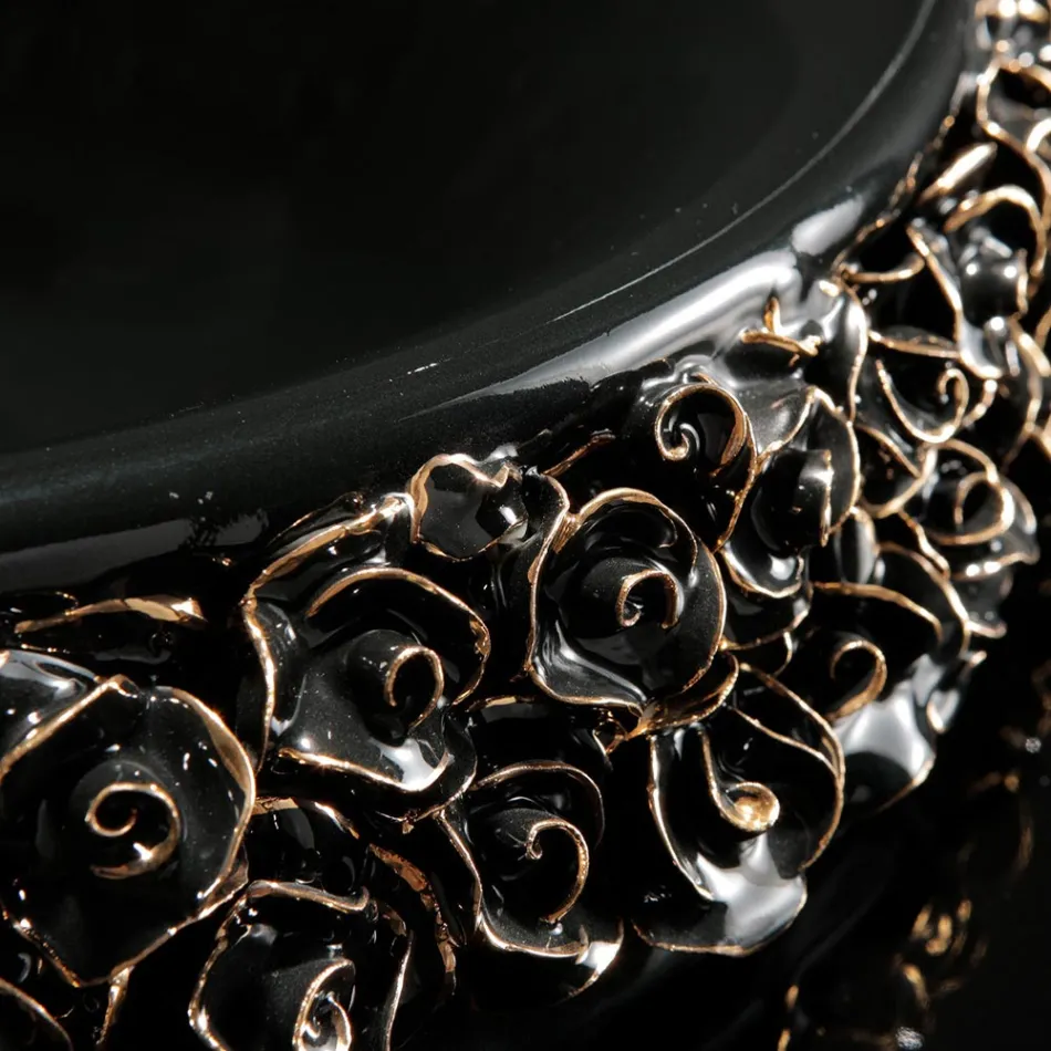 حوض غسيل من البورسلين مع بتلات مرسومة يدويًا - صنع في إيطاليا - أماروني Viadurini