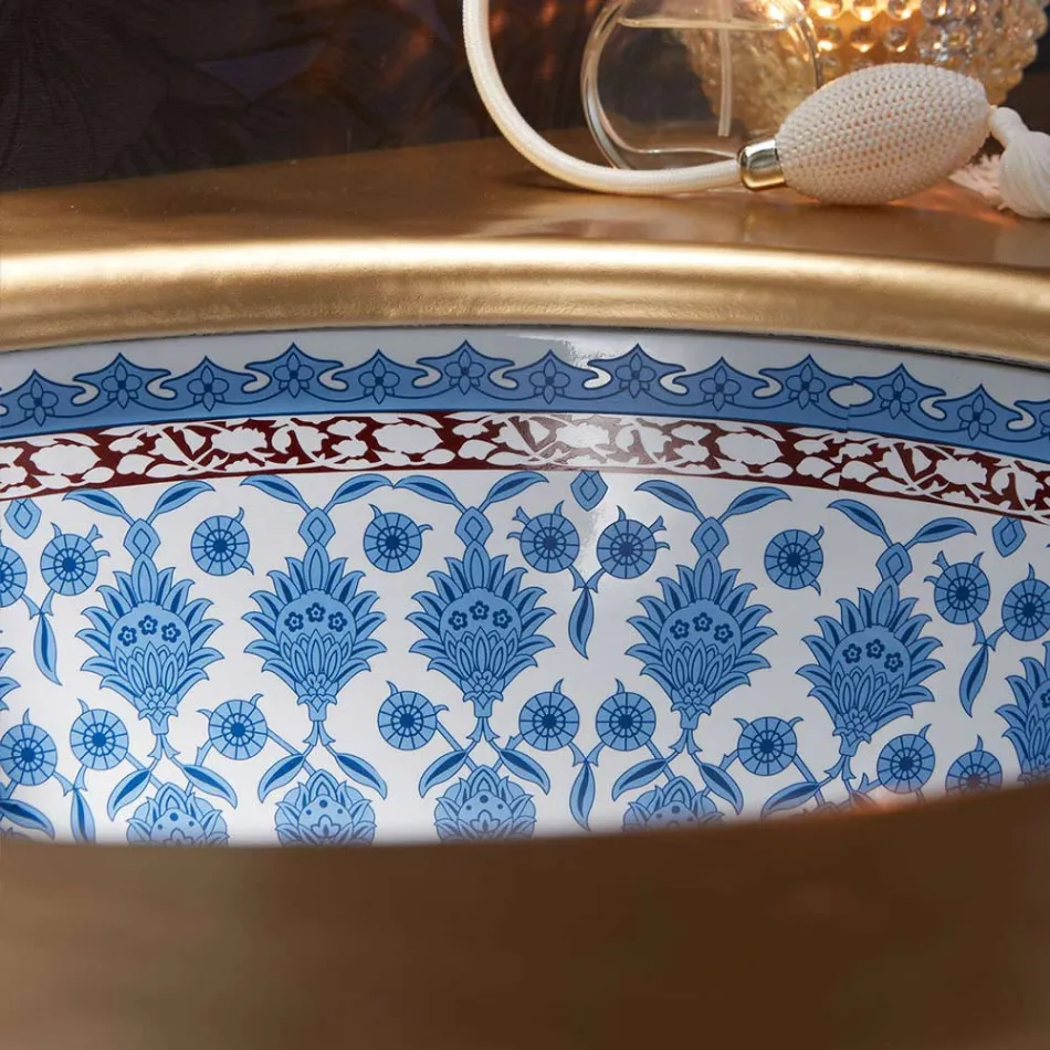 حوض مدمج من الطين الناري مع ديكور مراكش صنع في إيطاليا - إيريولي Viadurini