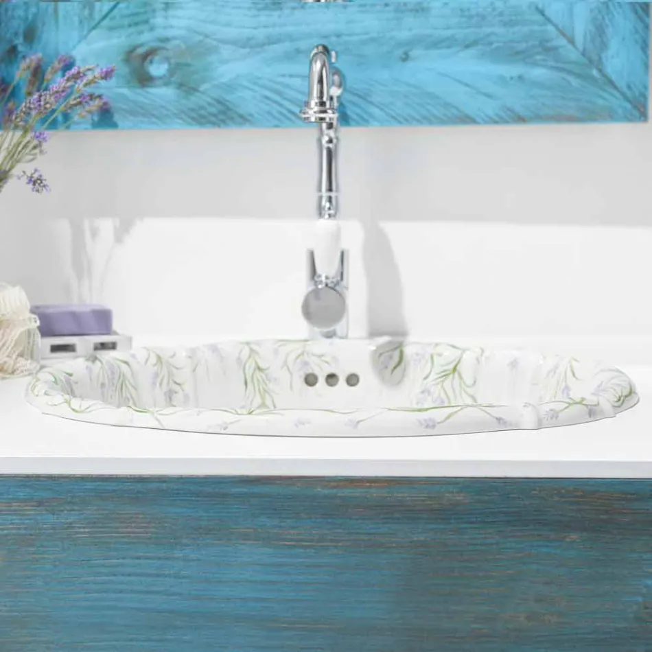 حوض غسيل غائر من البورسلين الكلاسيكي المصنوع يدويًا في إيطاليا، سانتياغو Viadurini