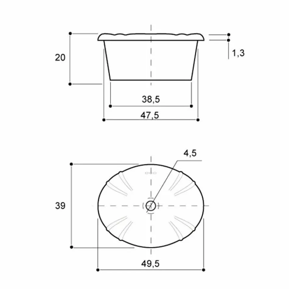 حوض غسيل غائر من البورسلين الكلاسيكي المصنوع يدويًا في إيطاليا، سانتياغو Viadurini