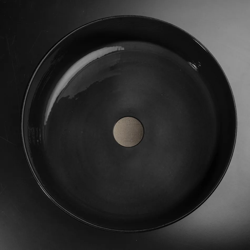 حوض غسيل فاخر أسود اللون مصنوع من الطين الملون، صنع في إيطاليا - تاتيانا Viadurini