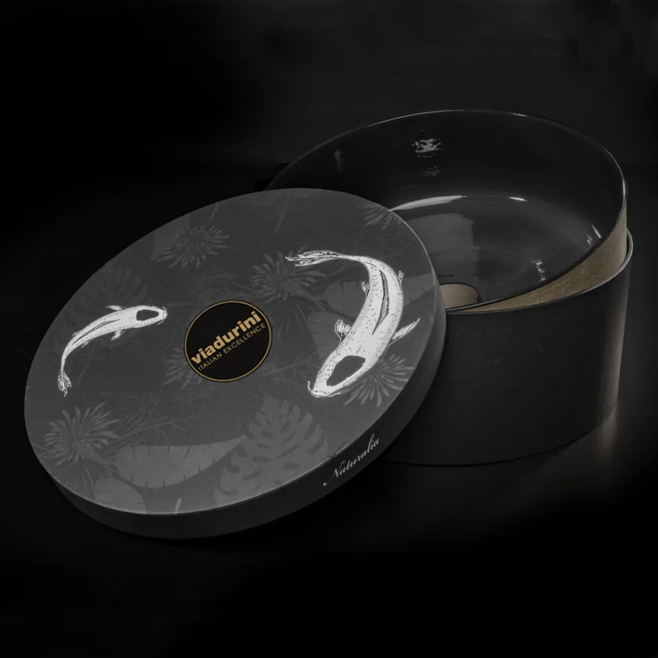 حوض غسيل فاخر أسود اللون مصنوع من الطين الملون، صنع في إيطاليا - تاتيانا Viadurini