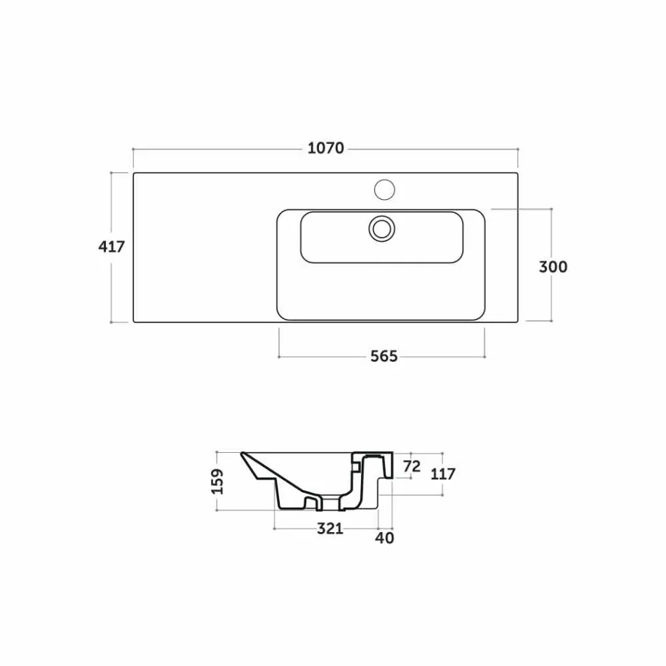 حوض غسيل حديث مدمج في الجزء الأيمن من سيراميك مايدا Viadurini