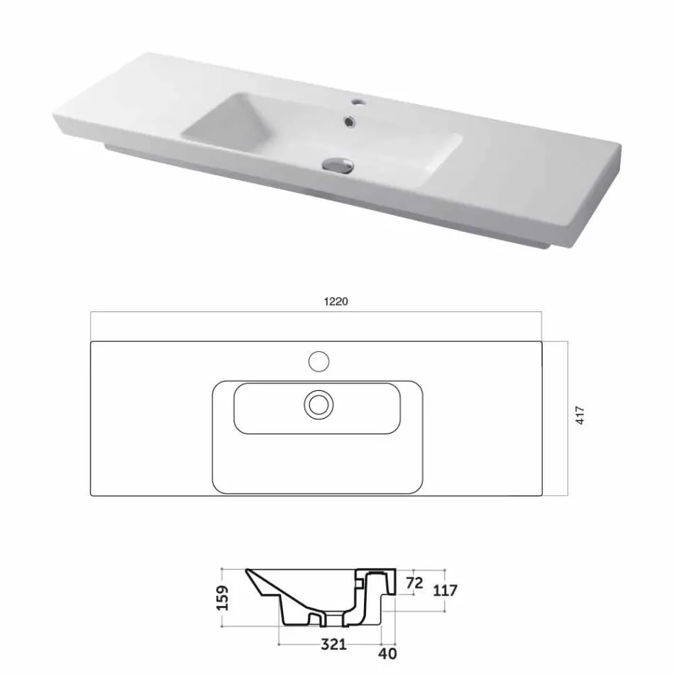 سطح عمل حديث وحوض غائر من سيراميك مايدا الملون Viadurini