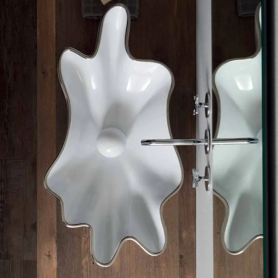 حوض غسيل حديث من السيراميك الأبيض مصنوع في إيطاليا رايان Viadurini