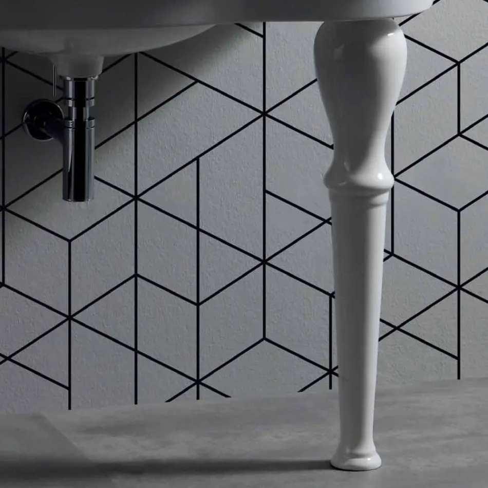 حوض غسيل حائطي حديث مع أو بدون أرجل، طول 90 سم، من سيراميك أفيس Viadurini