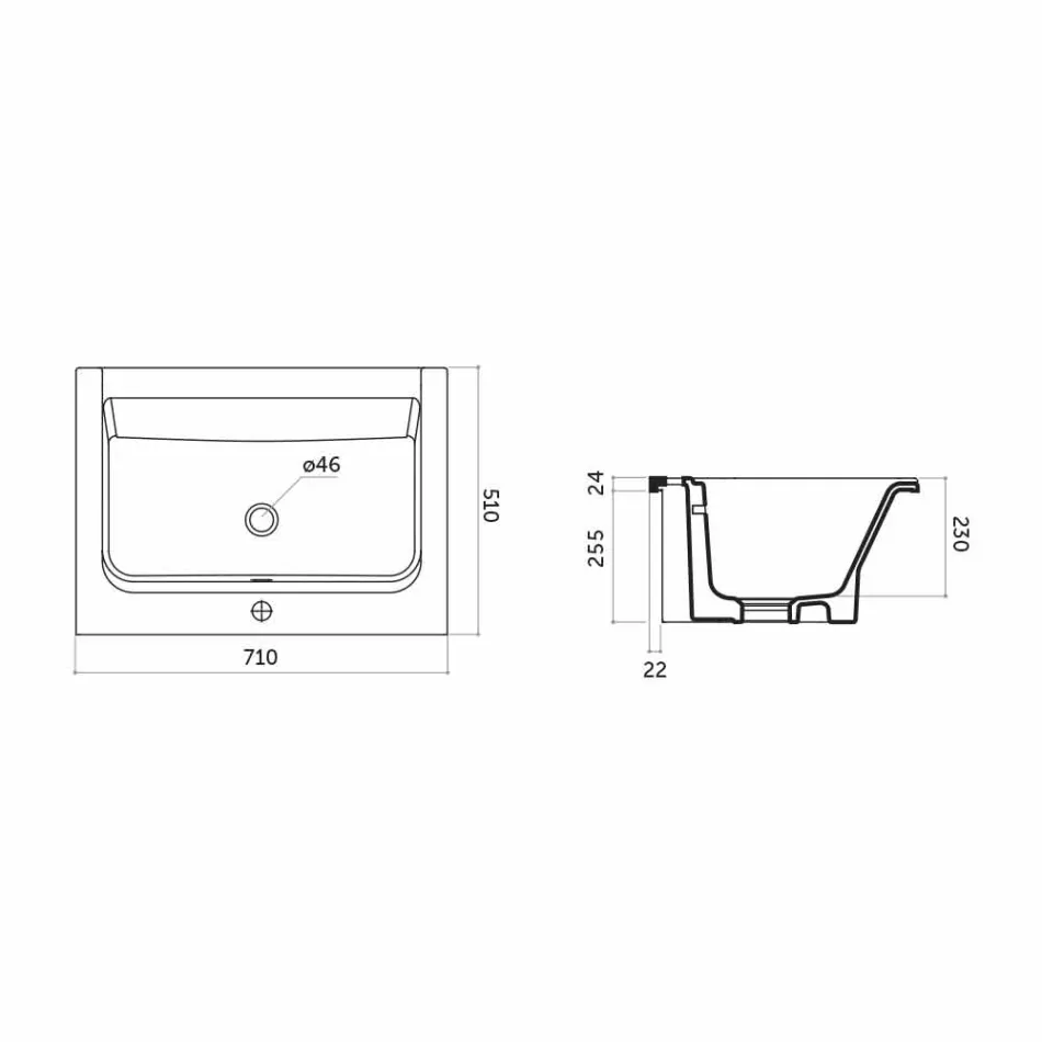حوض غسيل حديث بفتحة واحدة من السيراميك الأبيض أو بلون بنما Viadurini