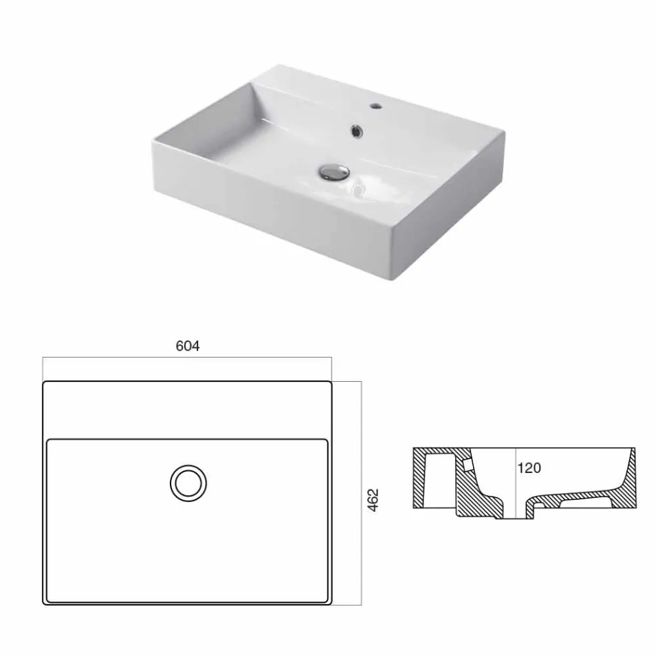 حوض بفتحة واحدة للدعم أو الجدار من سيراميك Coliviata Colivi Viadurini