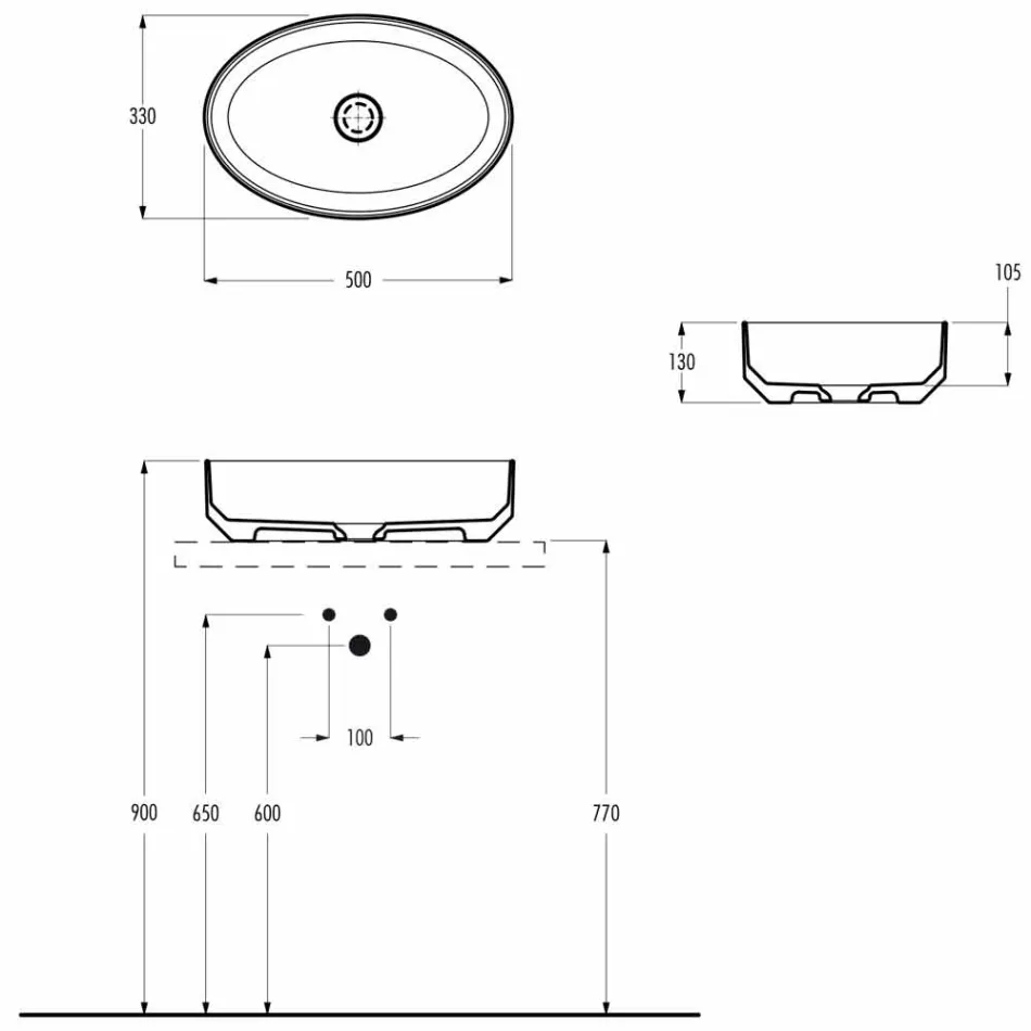 حوض غسيل بيضاوي من السيراميك مصنوع في إيطاليا، يوئيل Viadurini