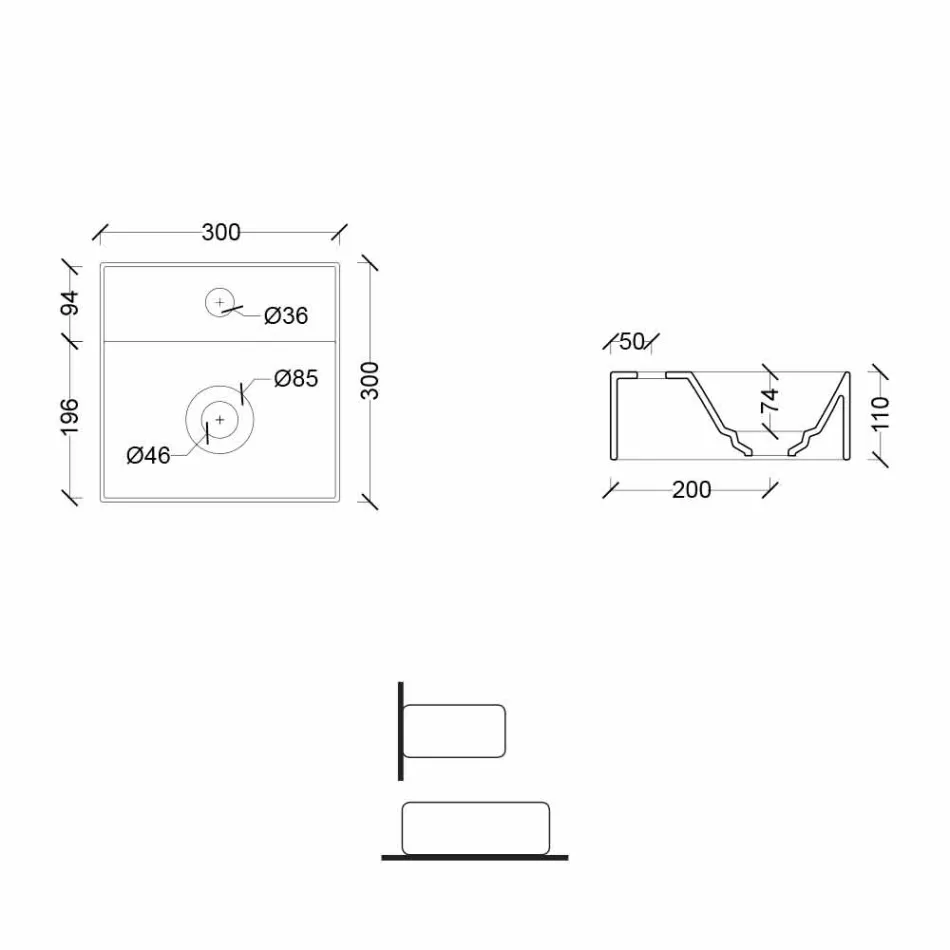 حوض غسيل سيراميك بتصميم عصري مربع أو مستطيل مصنوع في إيطاليا - Act Viadurini