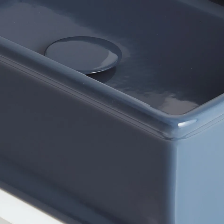 حوض غسيل مستطيل الشكل من السيراميك المصقول، صنع في إيطاليا - ديبورا Viadurini