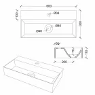 حوض غسيل مستطيل حديث أو معلق 60 × 30 سم من السيراميك - Act Viadurini