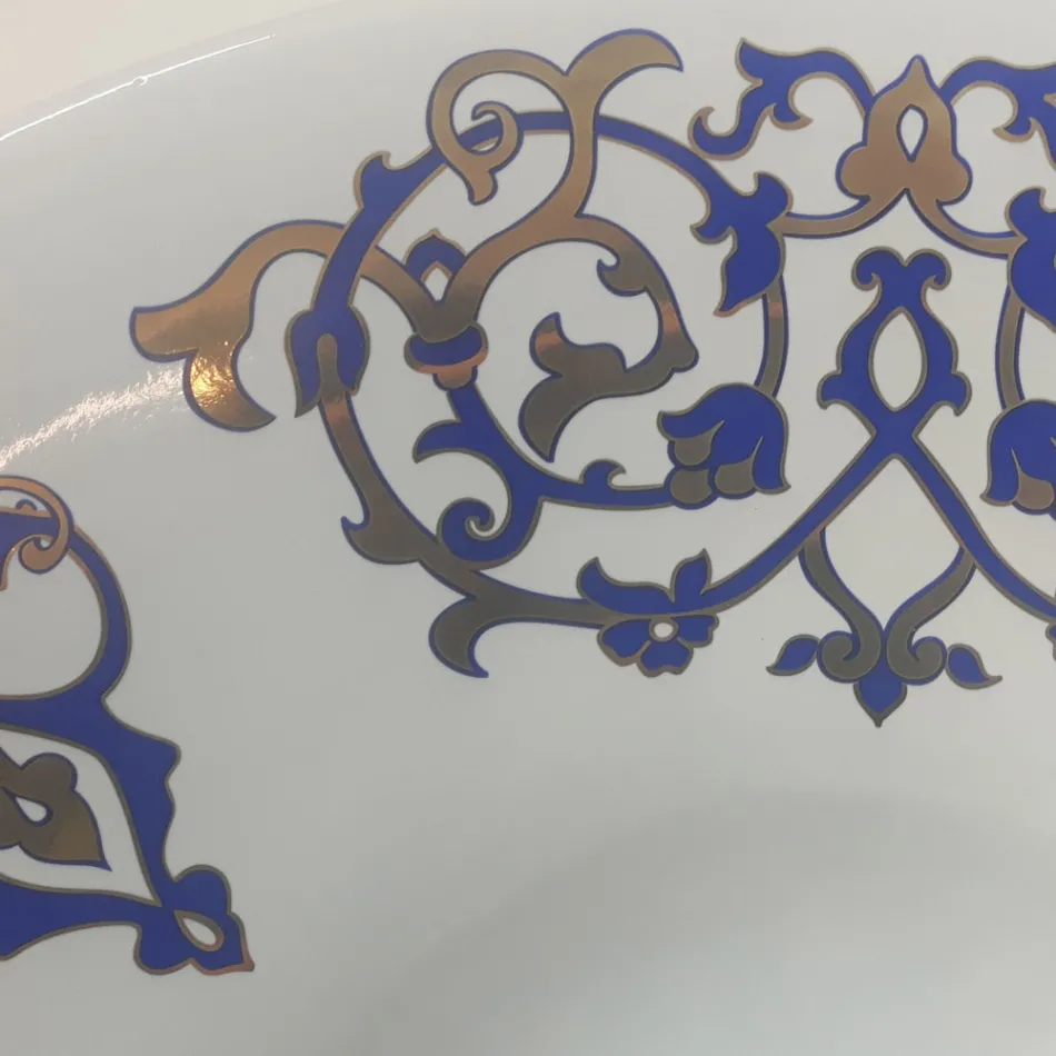 حوض غسيل نصف غائر بزخارف باللون الأزرق الكوبالتي والذهبي أو الذهبي صنع في إيطاليا - كاباتوستا Viadurini