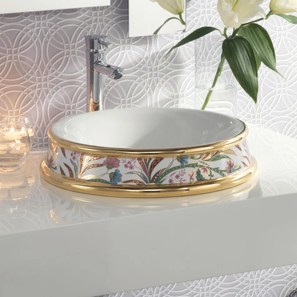 حوض غسيل نصف غائر بتشطيبات مختلفة من الطين الناري صنع في إيطاليا - إيراسمو Viadurini