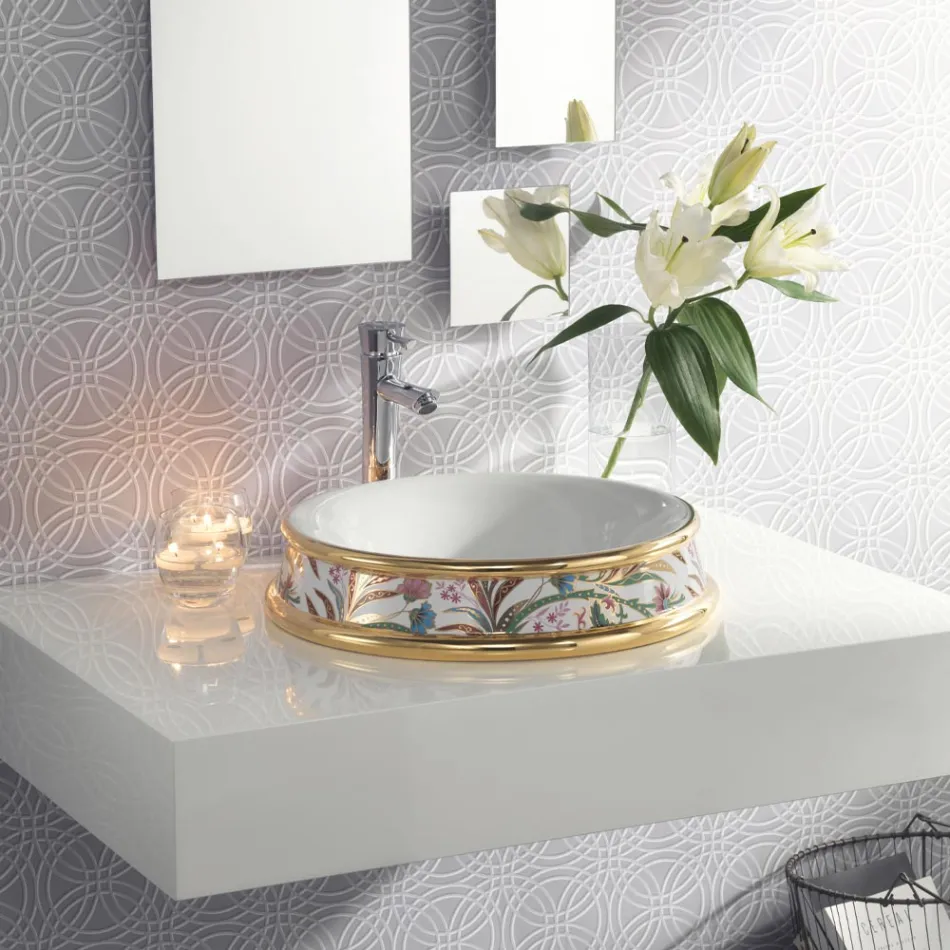 حوض غسيل نصف غائر بتشطيبات مختلفة من الطين الناري صنع في إيطاليا - إيراسمو Viadurini