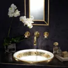 حوض غسيل نصف غائر من الطين الناري مع شريط بتشطيبات مختلفة - بوتيتشينو Viadurini