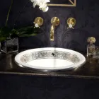 حوض غسيل نصف غائر من الطين الناري مع شريط بتشطيبات مختلفة - بوتيتشينو Viadurini