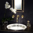 حوض غسيل نصف غائر من الطين الناري مع شريط بتشطيبات مختلفة - بوتيتشينو Viadurini