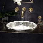 حوض غسيل نصف غائر من الطين الناري مع شريط بتشطيبات مختلفة - بوتيتشينو Viadurini