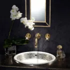 حوض غسيل نصف غائر من الطين الناري مع شريط بتشطيبات مختلفة - بوتيتشينو Viadurini