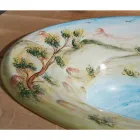 حوض غسيل نصف غائر من الطين الناري بتصميم المناظر الطبيعية من شركة Deruta، صنع في إيطاليا - برينسيبي Viadurini