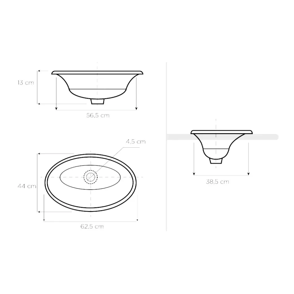 حوض غسيل نصف غائر من الطين الناري بتصميم المناظر الطبيعية من شركة Deruta، صنع في إيطاليا - برينسيبي Viadurini