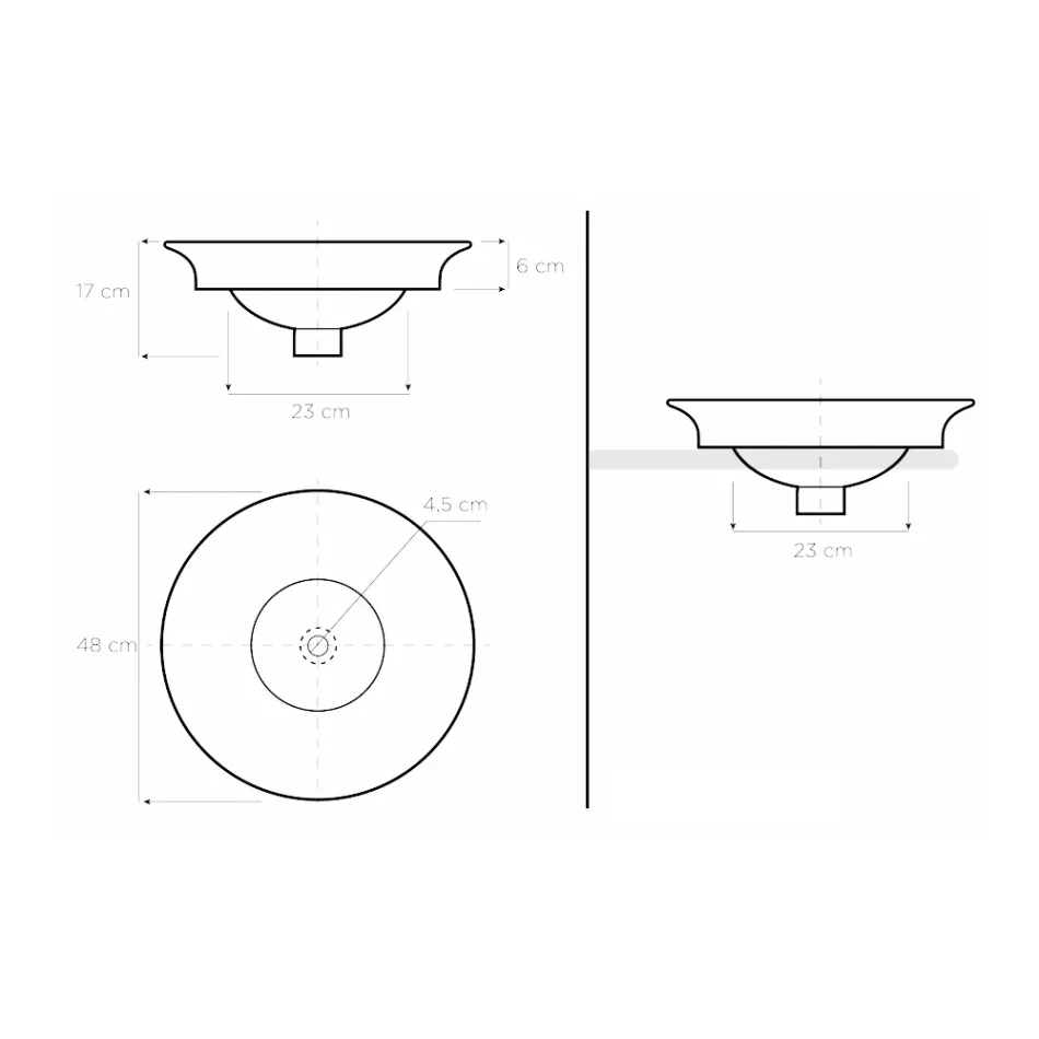 حوض غسيل نصف غائر من الطين الناري بتشطيبات مختلفة صنع في إيطاليا - كاباتوستا Viadurini
