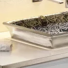 حوض غسيل شبه غائر مصنوع من طين النار الحديث المزخرف يدويًا في إيطاليا، جويدو Viadurini