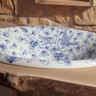 حوض غسيل نصف غائر من الطين الناري المطلي يدويًا، صنع في إيطاليا - برينسيبي Viadurini