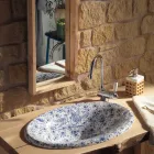 حوض غسيل نصف غائر من الطين الناري المطلي يدويًا، صنع في إيطاليا - برينسيبي Viadurini