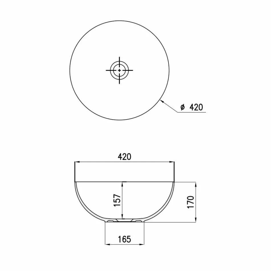 حوض غسيل كروي من السيراميك بقطر 40 سم، صنع في إيطاليا، Leivi Viadurini