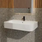 حوض غسيل سيراميك معلق على الحائط مع حامل مناشف اختياري، صنع في إيطاليا - جرافا Viadurini