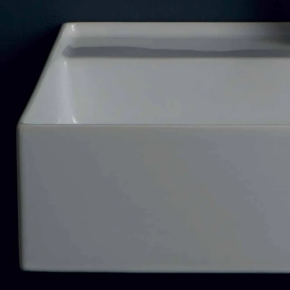 حوض غسيل سيراميك معلق بتصميم عصري، 60×45 سم، صنع في إيطاليا Viadurini