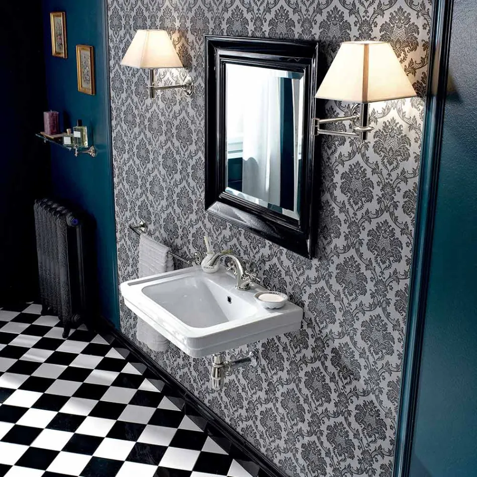 حوض غسيل معلق على الحائط على الطراز العتيق من السيراميك الأبيض صنع في إيطاليا - مروة Viadurini