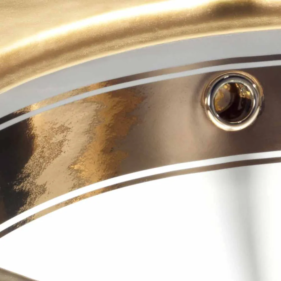 حوض غسيل باروكي مثبت أسفل السطح من الطين الناري والذهبي، صنع في إيطاليا، إيجة Viadurini