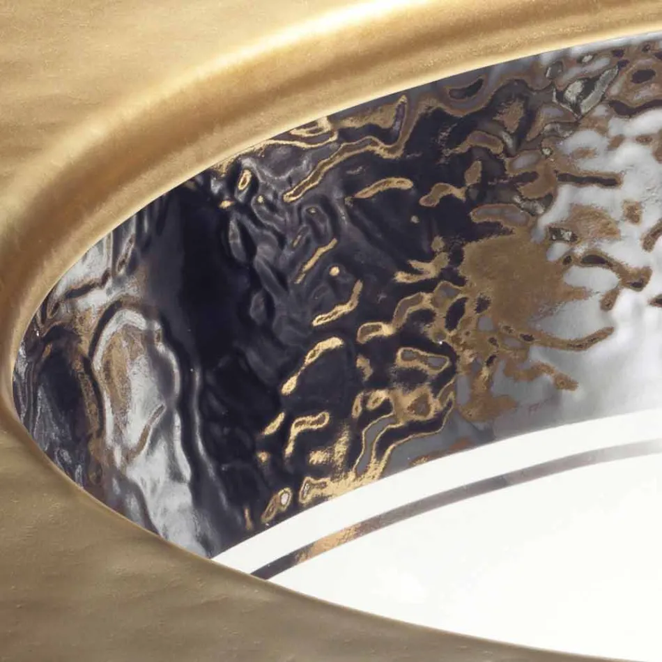 حوض غسيل باروكي تحت الطاولة مصنوع من الطين الناري والبلاتين، صنع في إيطاليا، إيجة Viadurini