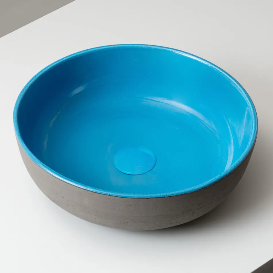 حوض غسيل يُوضع على سطح الطاولة، مصنوع من خشب راكو الداكن في إيطاليا - مانع للتسرب Viadurini