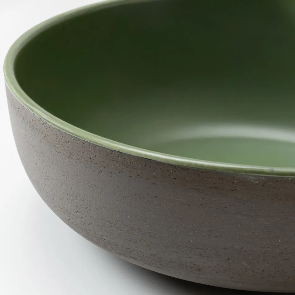 حوض غسيل يُوضع على سطح الطاولة، مصنوع من خشب راكو الداكن في إيطاليا - مانع للتسرب Viadurini