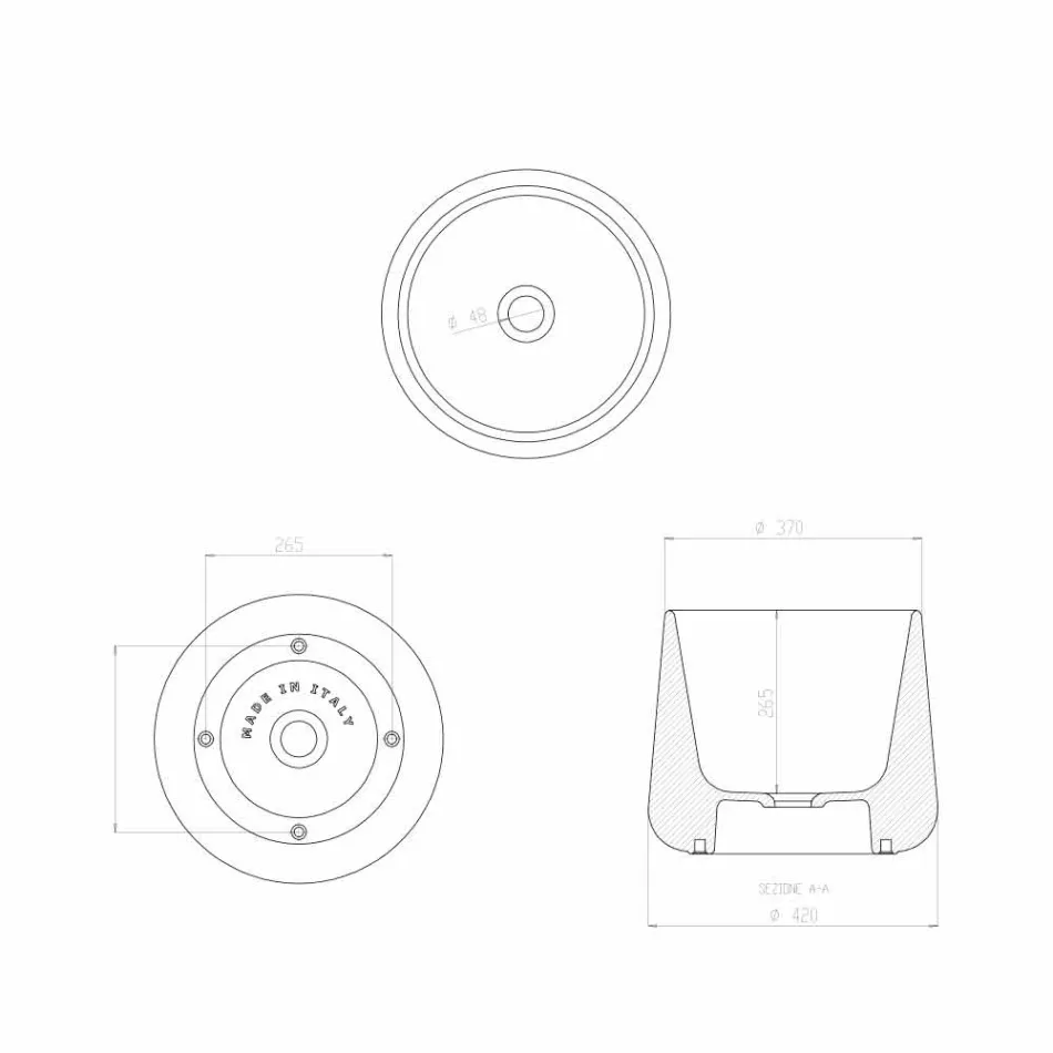 حوض غسيل دائري من السيراميك الأبيض أو الملون من أولينا Viadurini