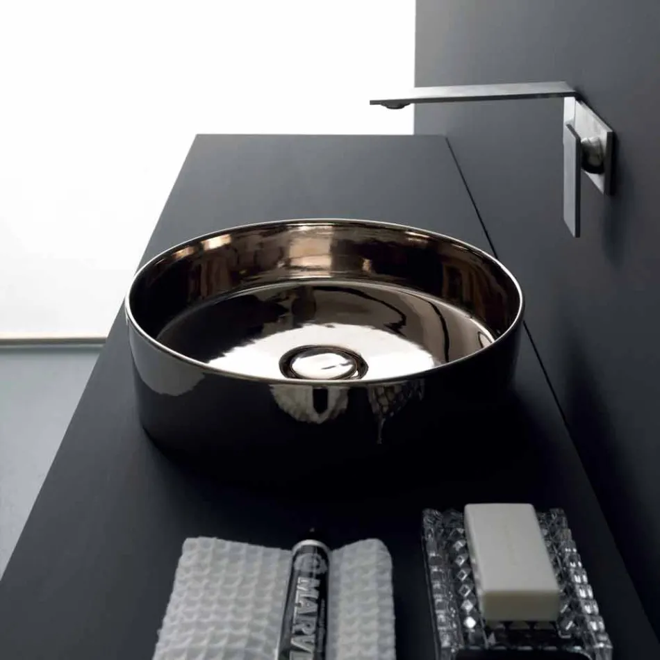 حوض غسيل دائري من السيراميك الملون يحمل أيقونة سيراميك أليس Viadurini