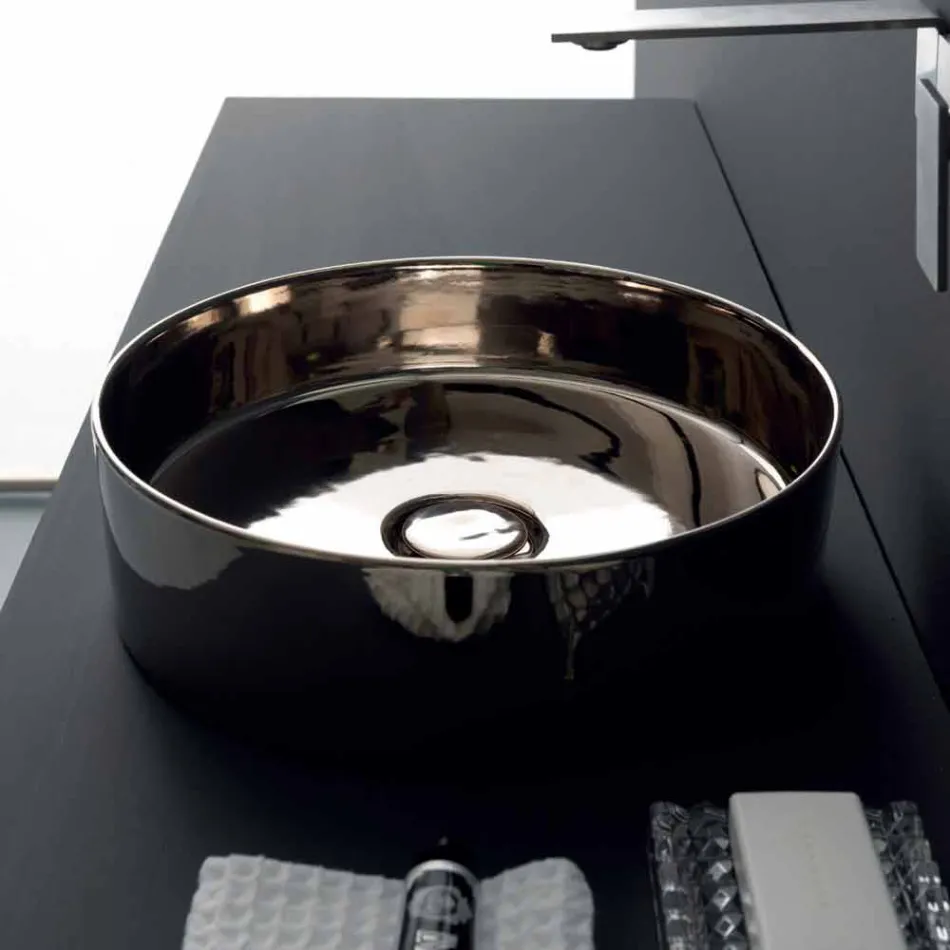 حوض غسيل دائري من السيراميك الملون يحمل أيقونة سيراميك أليس Viadurini