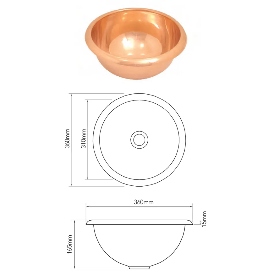 Countertop washbasin made of copper Alba, handmade  Viadurini