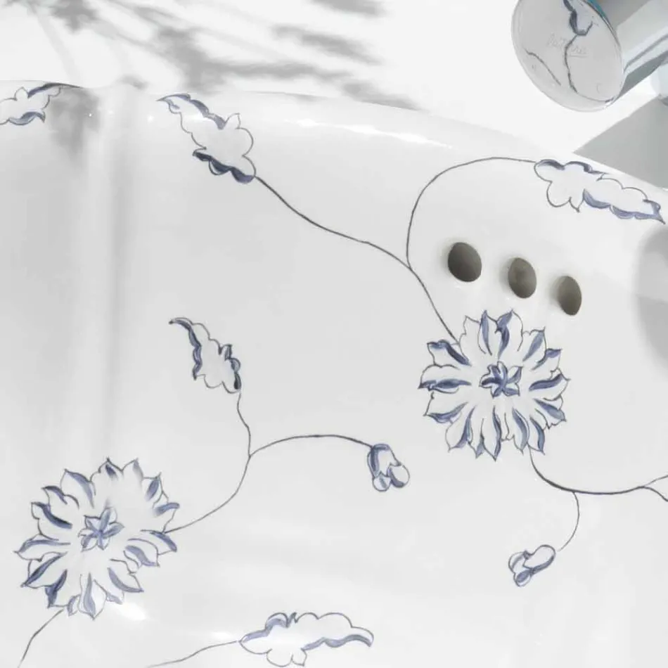 حوض غسيل دائري غائر من البورسلين الكلاسيكي المصنوع في إيطاليا، سانتياغو Viadurini