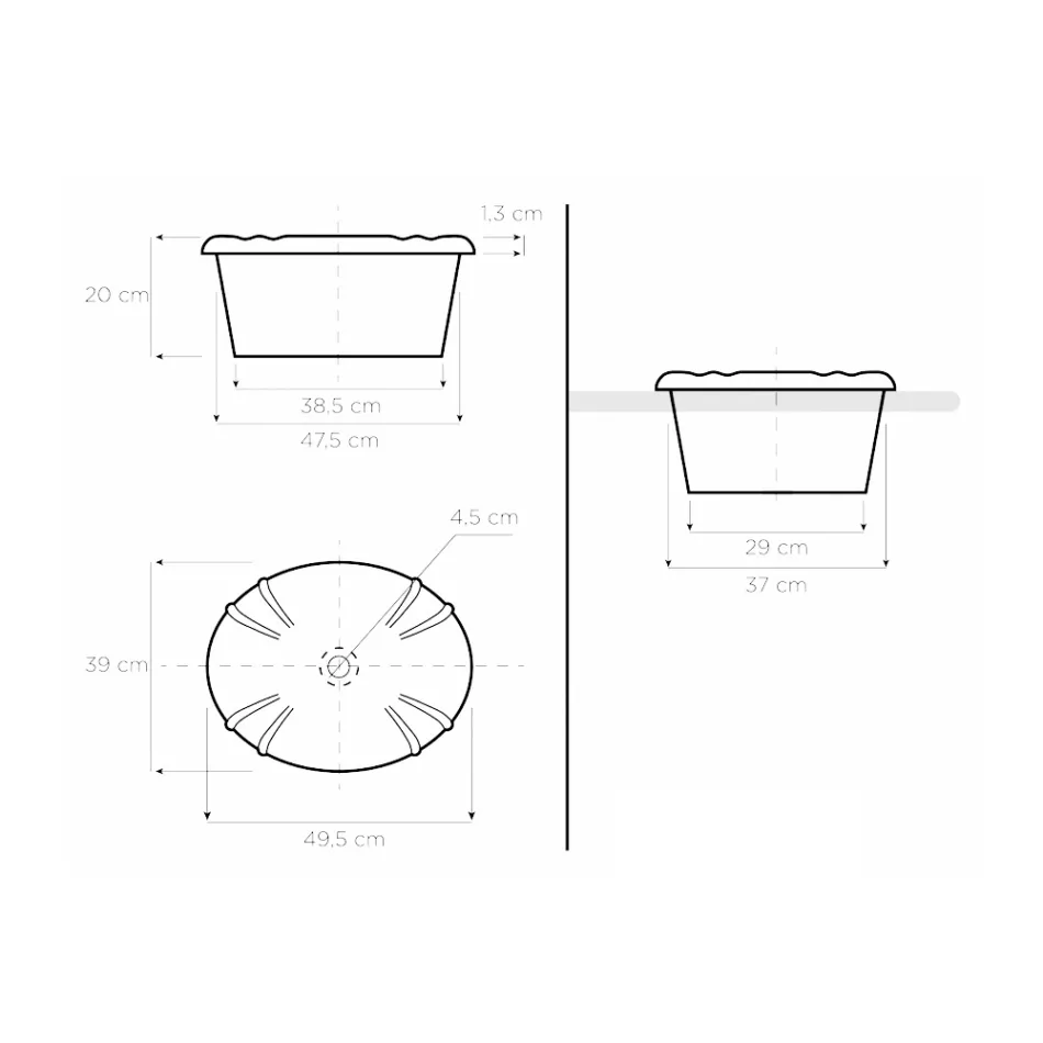 حوض غسيل عتيق من البورسلين المصبوب يدويًا مزين بالزهور، صنع في إيطاليا - باربيرا Viadurini