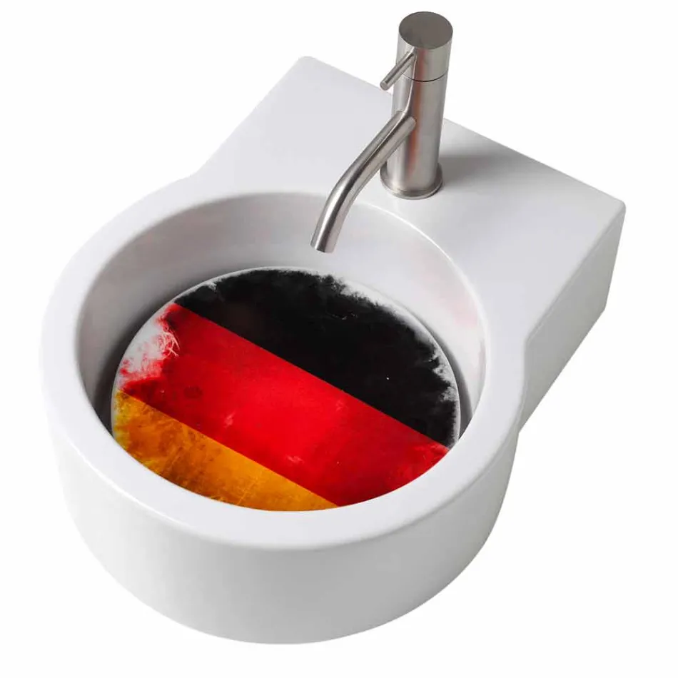 حوض غسيل/مغسلة معلق بتصميم سطح الطاولة مصنوع في إيطاليا Tor Viadurini