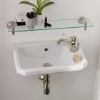 حوض غسيل يدوي معلق بتصميم كلاسيكي من السيراميك، صنع في إيطاليا - نوسيكا Viadurini